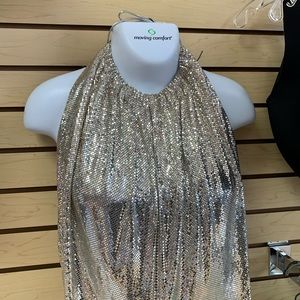 Silver metal halter top